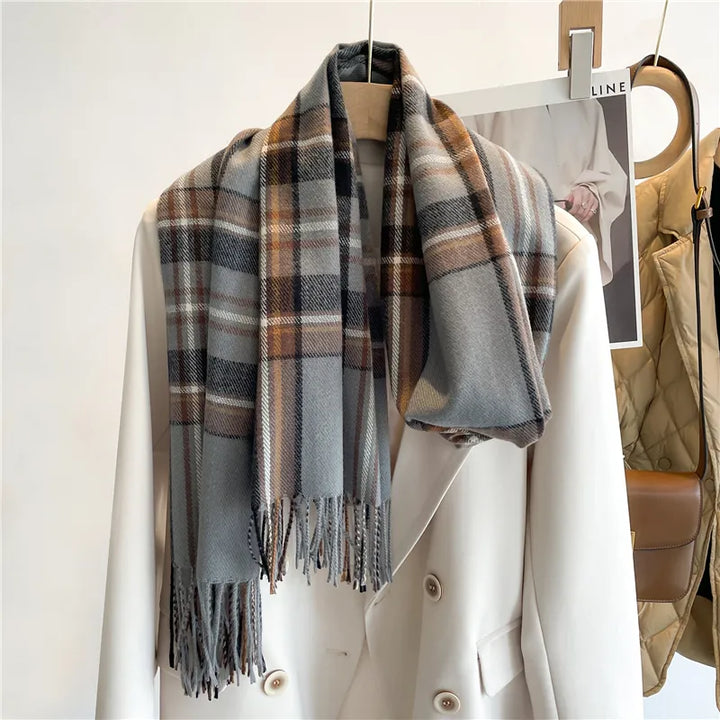 Jennica Checkered Scarf | Versatile & Stylish for Any Occasion-Grey 2-State of Style