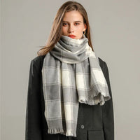 Jennica Checkered Scarf | Versatile & Stylish for Any Occasion-Grey 3-State of Style