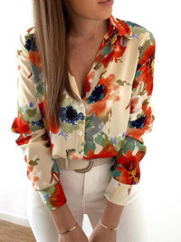JennsBlouse | Women's Floral Print Blouse-Apricot-S-State of Style