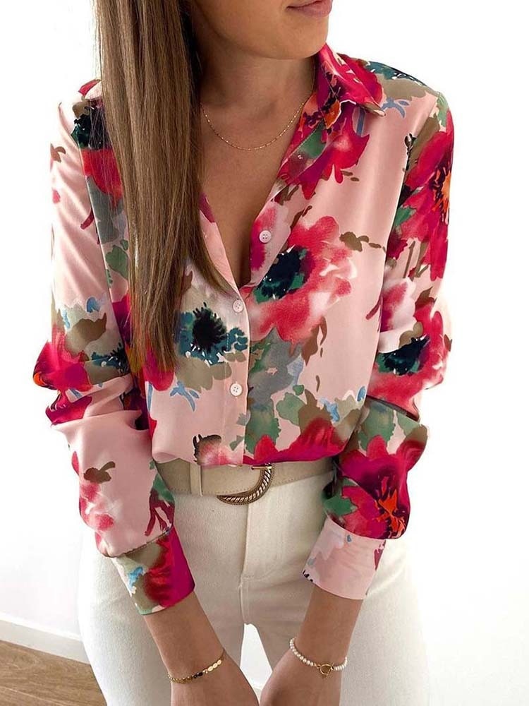 JennsBlouse | Women's Floral Print Blouse-Pink-S-State of Style