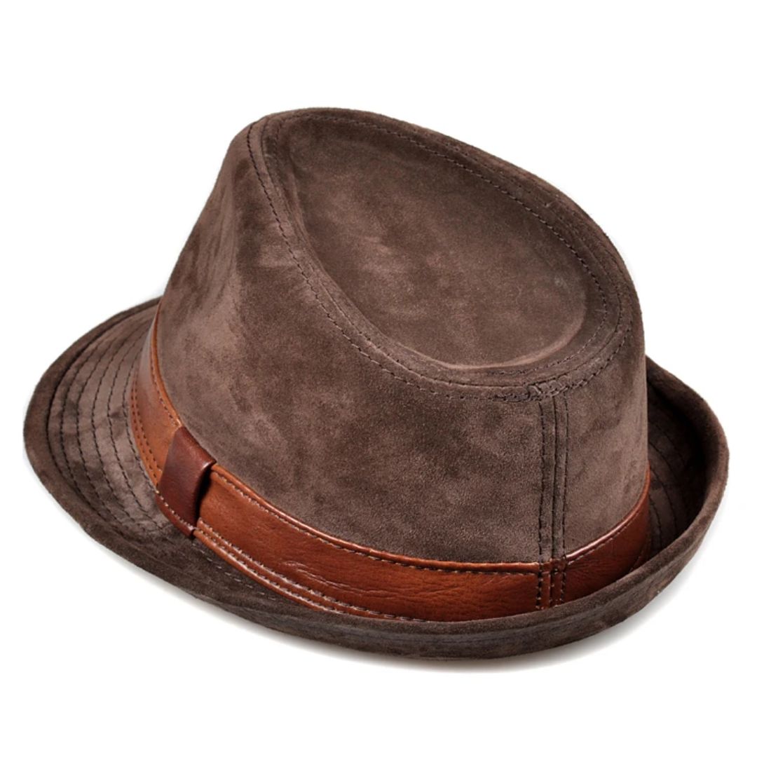 Jeremiah Traditional Hat – Genuine Leather Wide Brim Fedora-Brown-55-56-State of Style