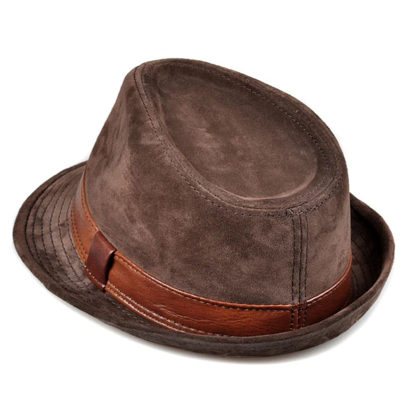Jeremiah Traditional Hat – Genuine Leather Wide Brim Fedora-Brown-55-56-State of Style