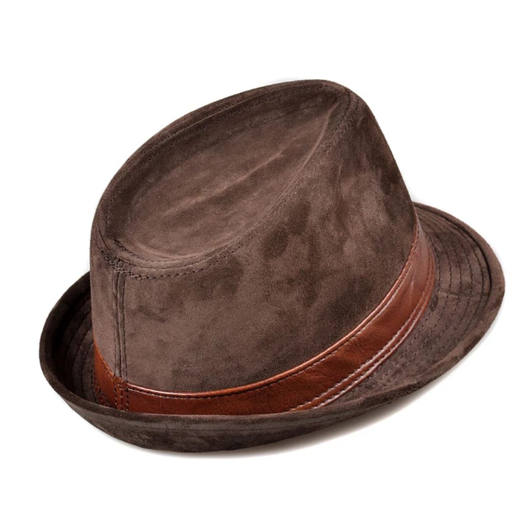 Jeremiah Traditional Hat – Genuine Leather Wide Brim Fedora-Brown-55-56-State of Style