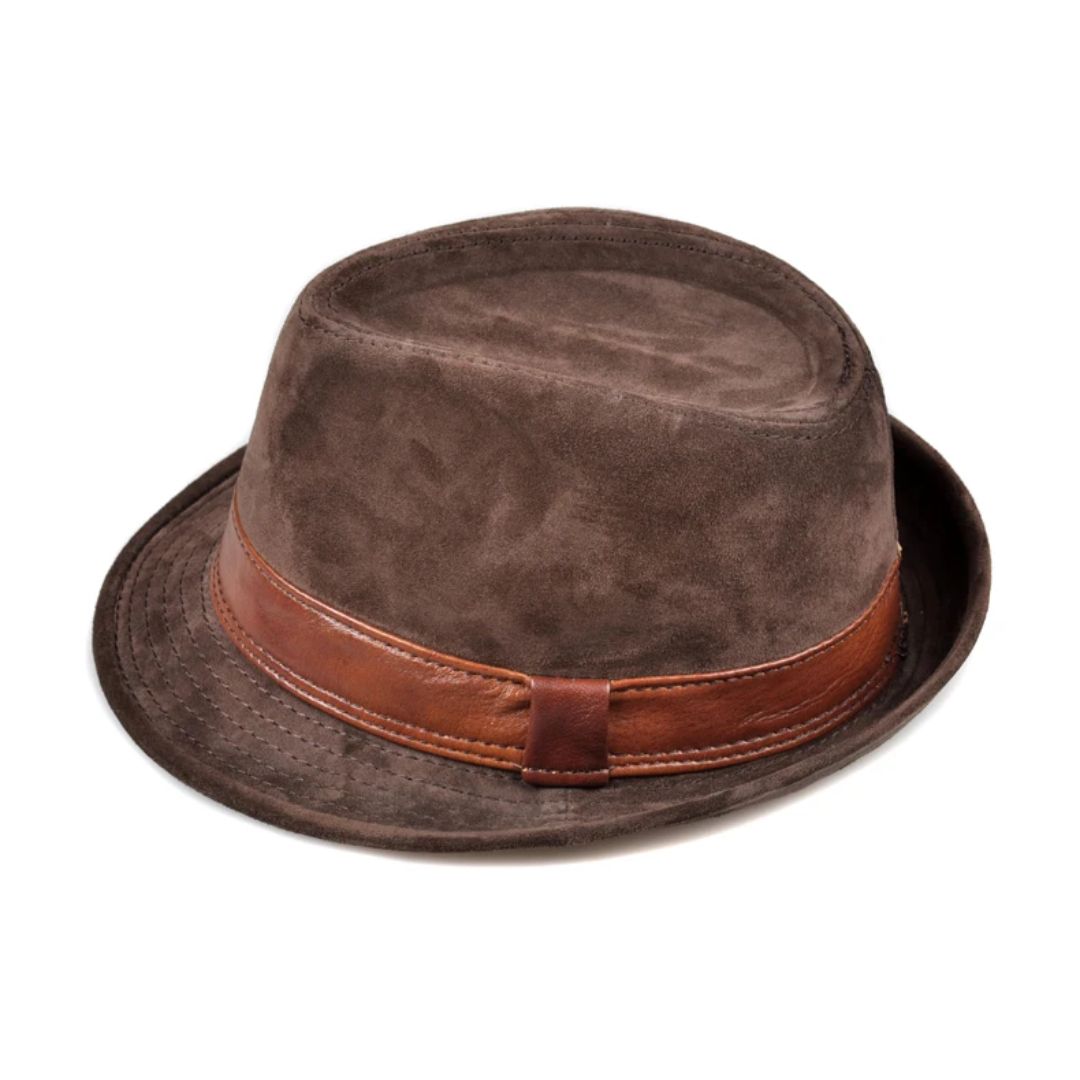Jeremiah Traditional Hat – Genuine Leather Wide Brim Fedora-Brown-55-56-State of Style