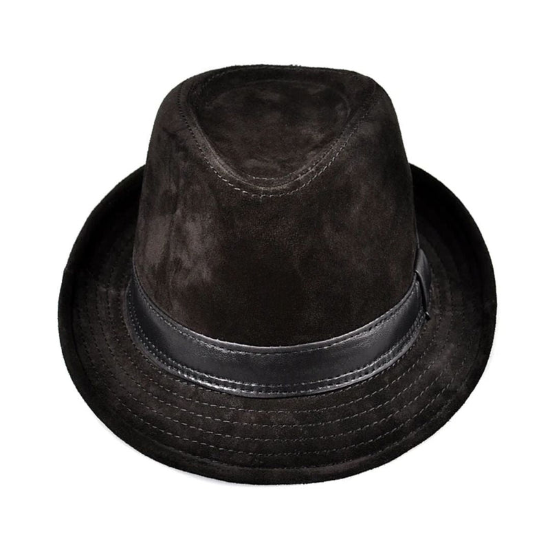 Jeremiah Traditional Hat – Genuine Leather Wide Brim Fedora-Brown-55-56-State of Style
