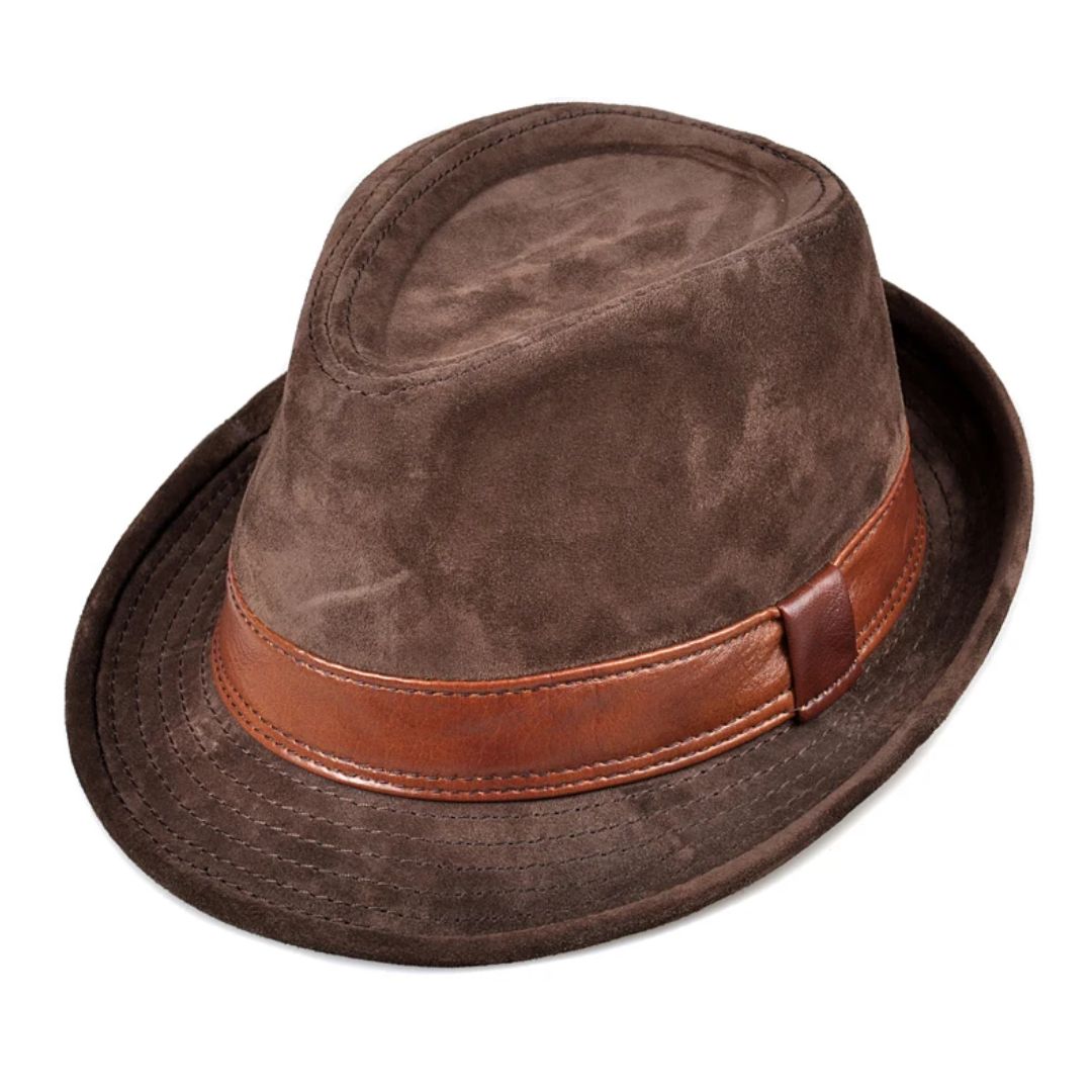Jeremiah Traditional Hat – Genuine Leather Wide Brim Fedora-Brown-55-56-State of Style