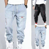 Jesse Men's Hip-Hop Cargo Pants-Light Blue-M-State of Style