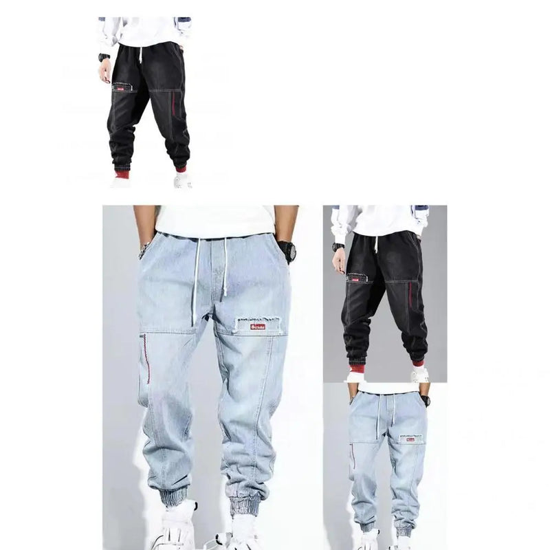Jesse Men's Hip-Hop Cargo Pants-Light Blue-M-State of Style