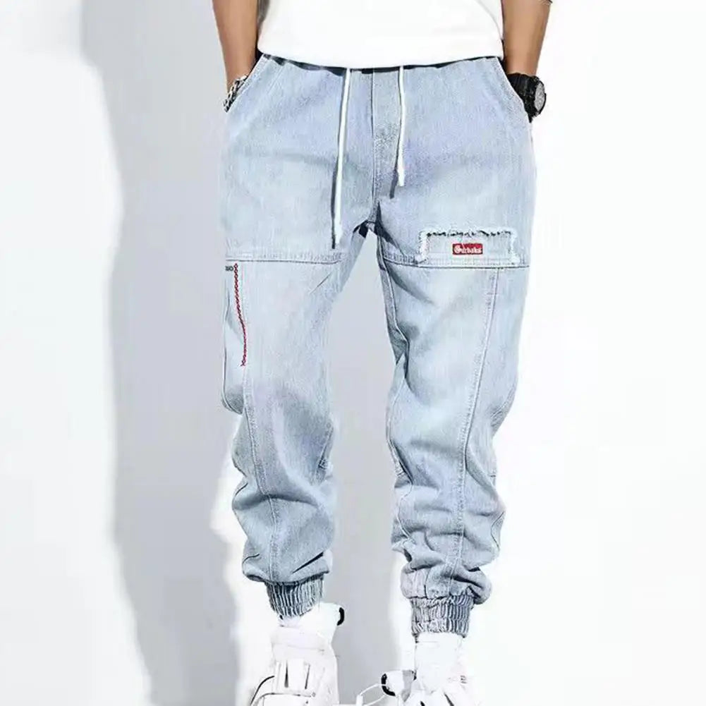 Jesse Men's Hip-Hop Cargo Pants-Light Blue-M-State of Style