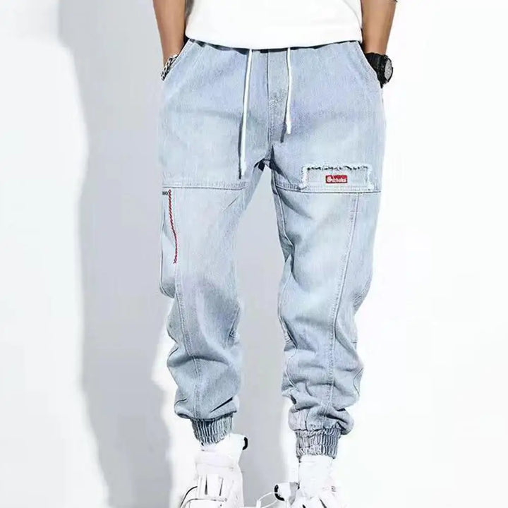 Jesse Men's Hip-Hop Cargo Pants-Light Blue-M-State of Style