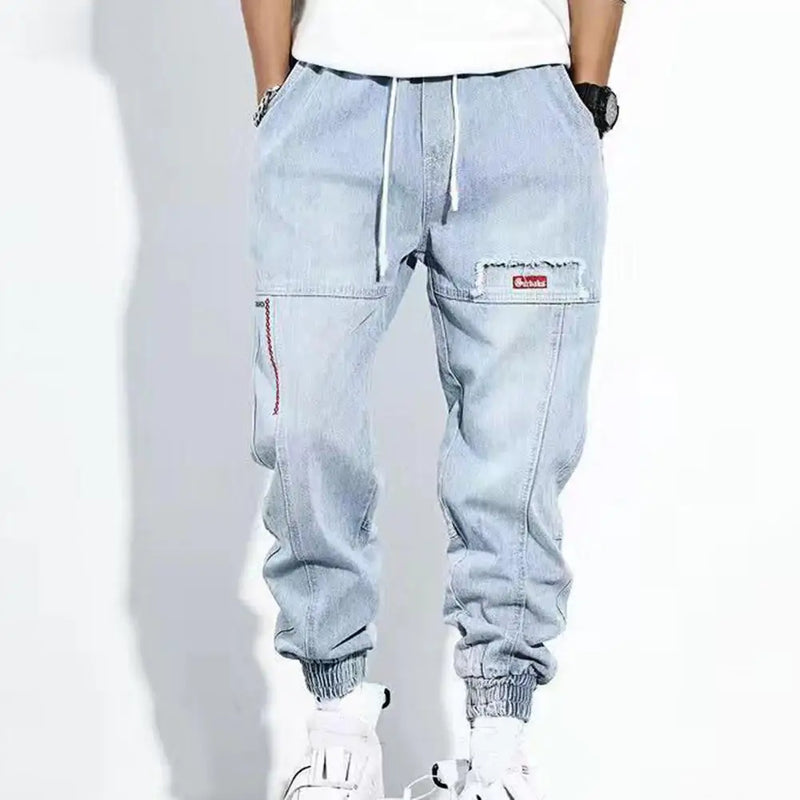 Jesse Men's Hip-Hop Cargo Pants-Light Blue-M-State of Style