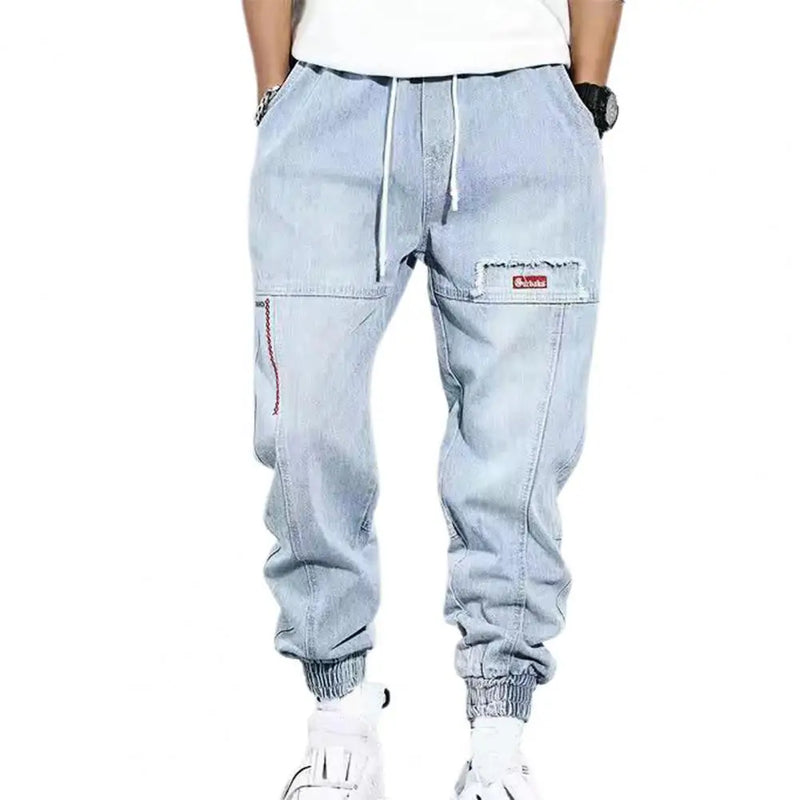 Jesse Men's Hip-Hop Cargo Pants-Light Blue-M-State of Style