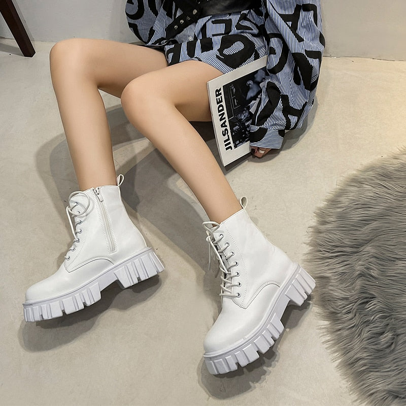 JetsBoots | Women's Leather Ankle Boots-White-4.5-State of Style