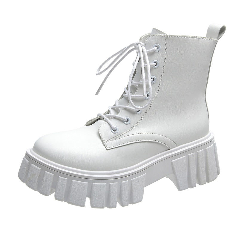 JetsBoots | Women's Leather Ankle Boots-White-4.5-State of Style