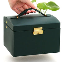 Jewellery box with 3 drawers and luxurious velvet interior – Amylin-Dark green-State of Style