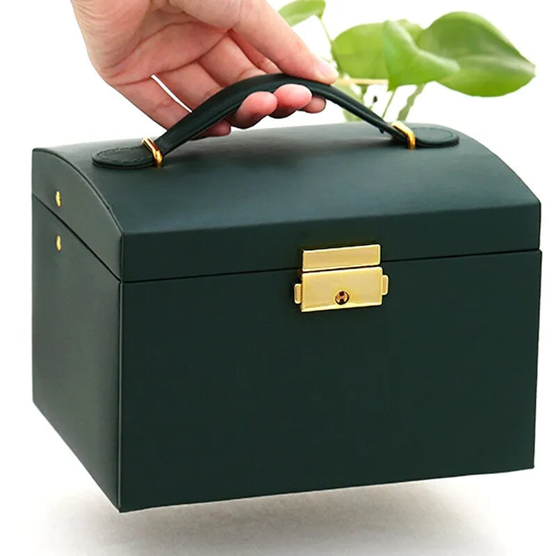Jewellery box with 3 drawers and luxurious velvet interior – Amylin-Dark green-State of Style
