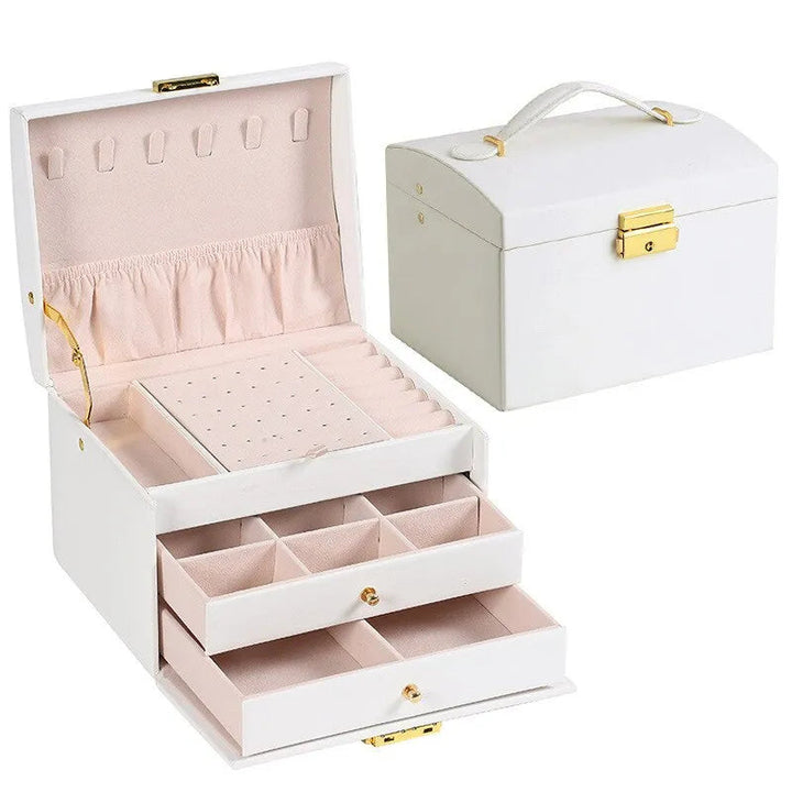 Jewellery box with 3 drawers and luxurious velvet interior – Amylin-White-State of Style