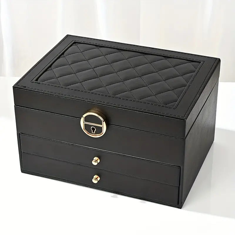 Jewellery box with multiple layers and velvet interior – Maeva-Cedar brown-State of Style