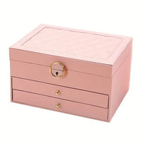 Jewellery box with multiple layers and velvet interior – Maeva-Pink-State of Style