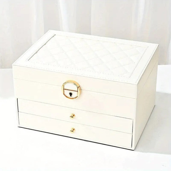Jewellery box with multiple layers and velvet interior – Maeva-White-State of Style