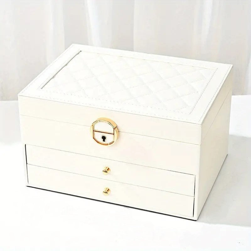 Jewellery box with multiple layers and velvet interior – Maeva-White-State of Style