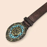 Johanna Traditional Belt – Blue Retro Ethnic Belt with Intarsia Design-State of Style