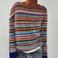 Jolie - Colourful Jumper for Women-Rainbow stripes-XS-State of Style