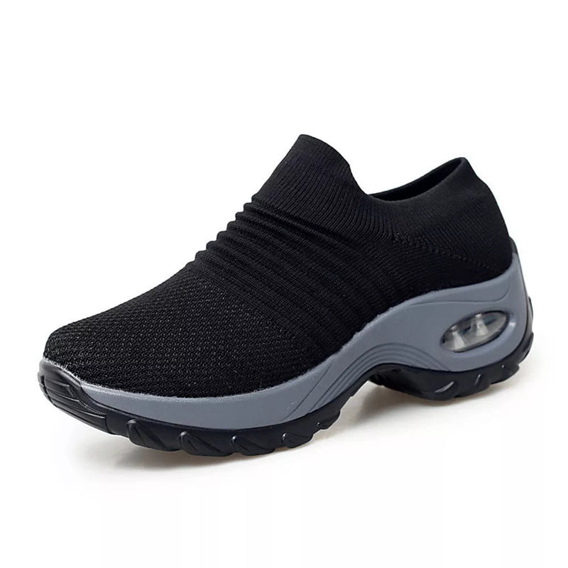 JoliensSneaks | Women's Orthopedic Shoes | Air Cushion Sole Support-Grey-Black-4.5-State of Style