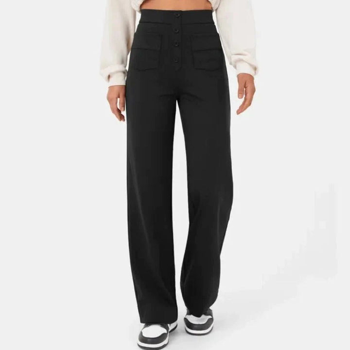 Jonna Comfort Trousers – High-Waisted Stretch Leisure Pants-Black-S-State of Style