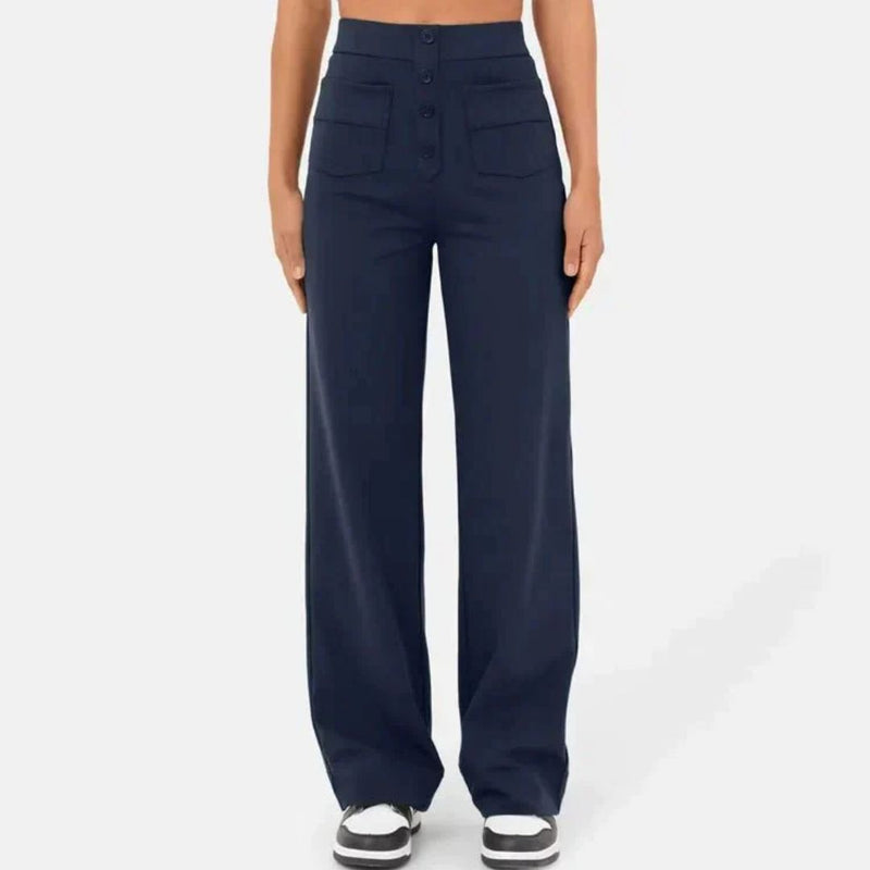 Jonna Comfort Trousers – High-Waisted Stretch Leisure Pants-Blue-S-State of Style