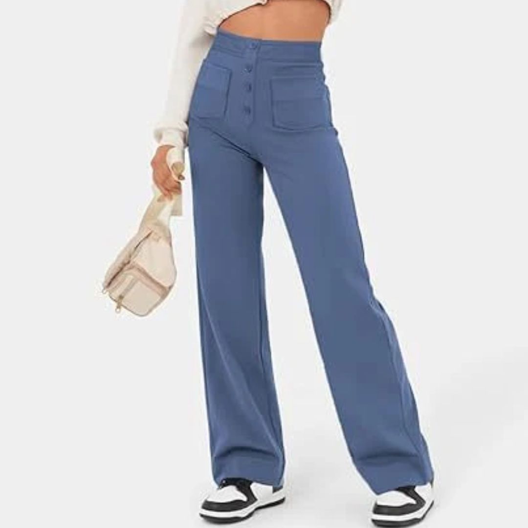 Jonna Comfort Trousers – High-Waisted Stretch Leisure Pants-Light Blue-S-State of Style