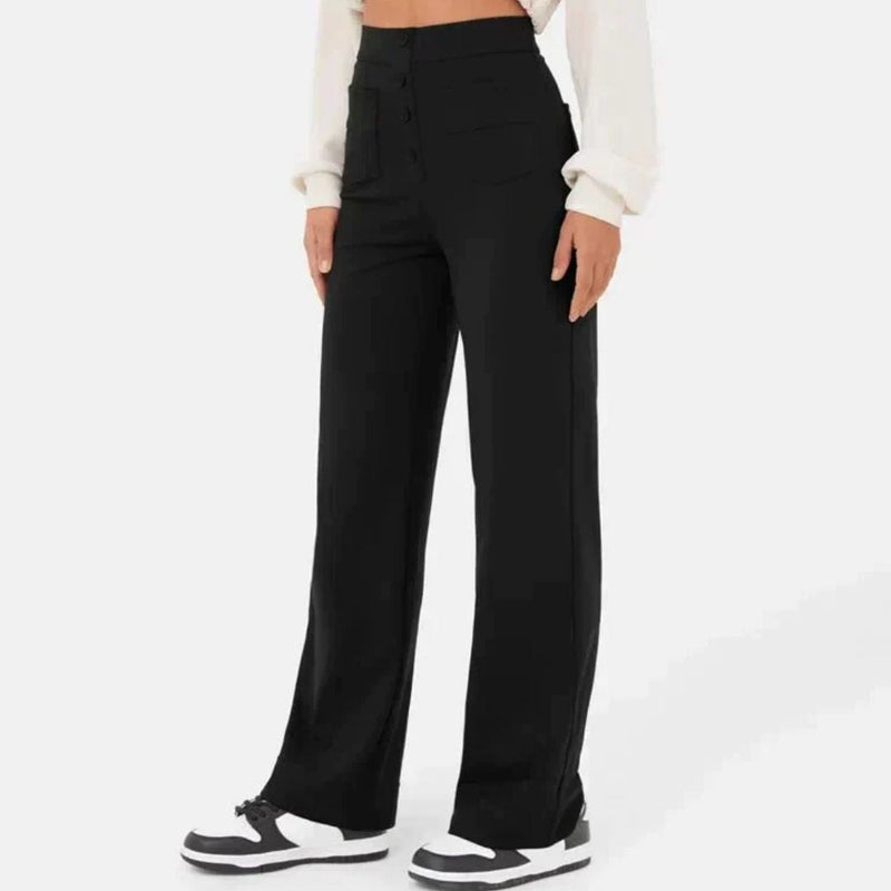 Jonna Comfort Trousers – High-Waisted Stretch Leisure Pants-Stone Green-S-State of Style