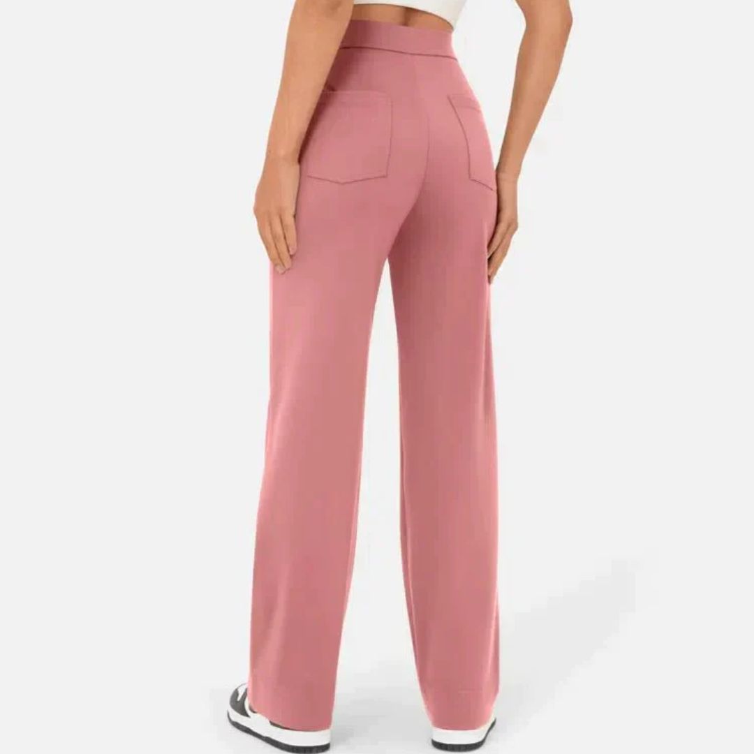 Jonna Comfort Trousers – High-Waisted Stretch Leisure Pants-Stone Green-S-State of Style