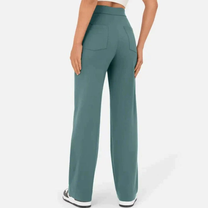 Jonna Comfort Trousers – High-Waisted Stretch Leisure Pants-Stone Green-S-State of Style