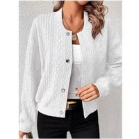 Jorja – Button-Up Sweater with Embossed Pattern Design-S-White-State of Style