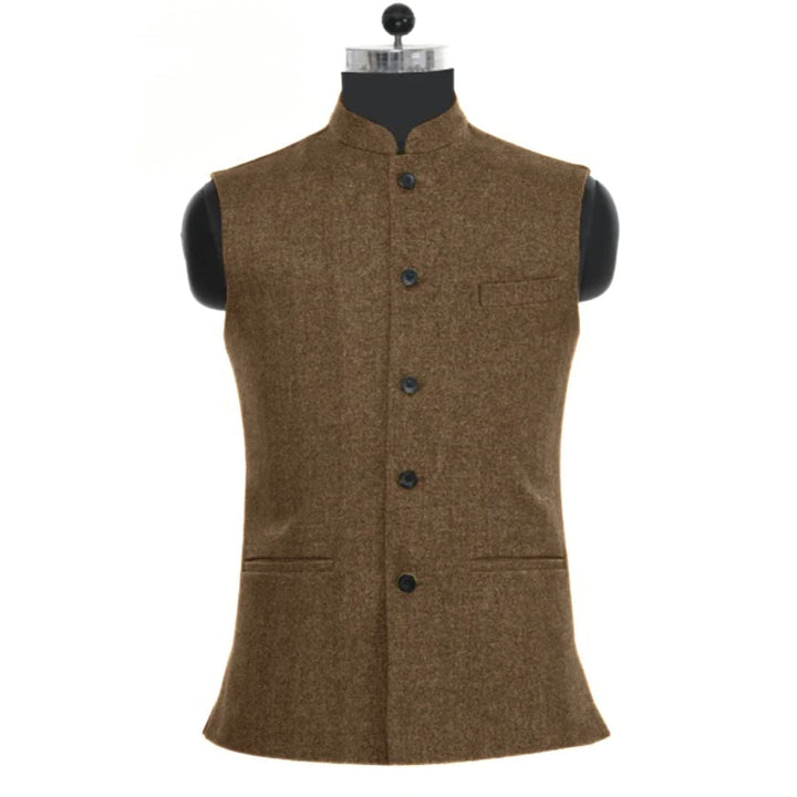 Joseph Traditional Vest – Wool Tweed Waistcoat with Stand-Up Collar-Green-XS-State of Style