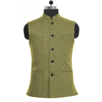 Joseph Traditional Vest – Wool Tweed Waistcoat with Stand-Up Collar-Green-XS-State of Style
