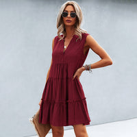 Joyful Summer Dress with Loose Fit – Elin-Burgundy red-S-State of Style