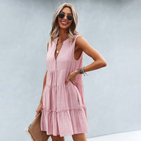 Joyful Summer Dress with Loose Fit – Elin-Pink-S-State of Style