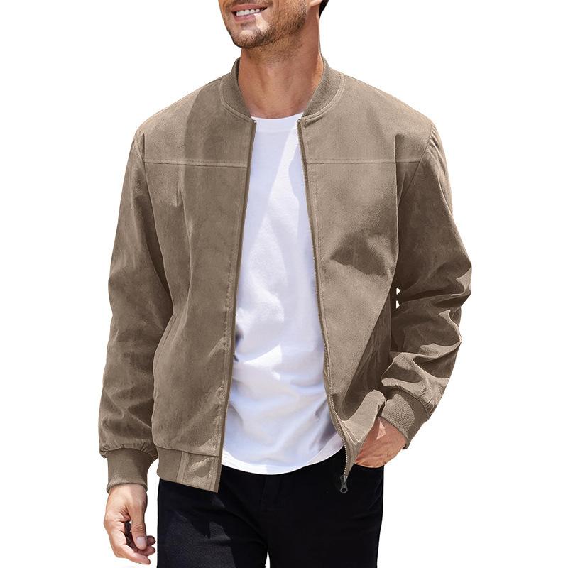 Light men's transitional jacket in suede look with stand-up collar – Damian