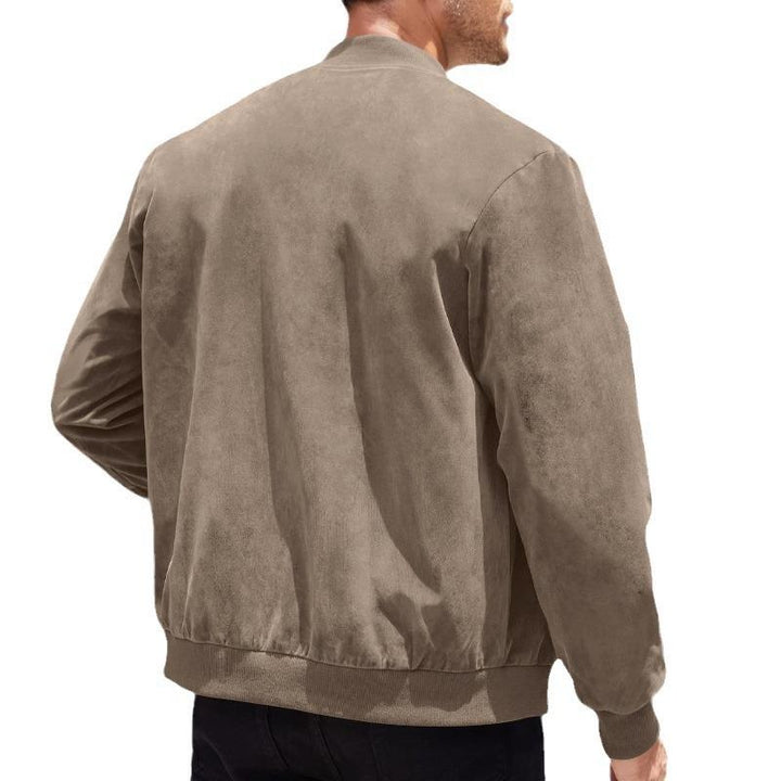 Light men's transitional jacket in suede look with stand-up collar – Damian