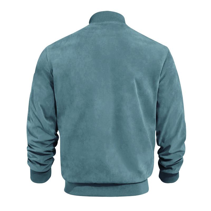 Light men's transitional jacket in suede look with stand-up collar – Damian