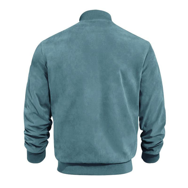 Light men's transitional jacket in suede look with stand-up collar – Damian