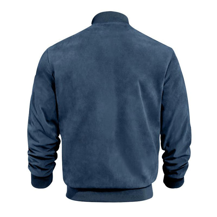 Light men's transitional jacket in suede look with stand-up collar – Damian