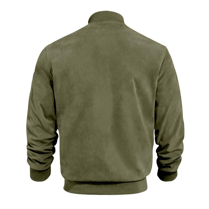 Light men's transitional jacket in suede look with stand-up collar – Damian