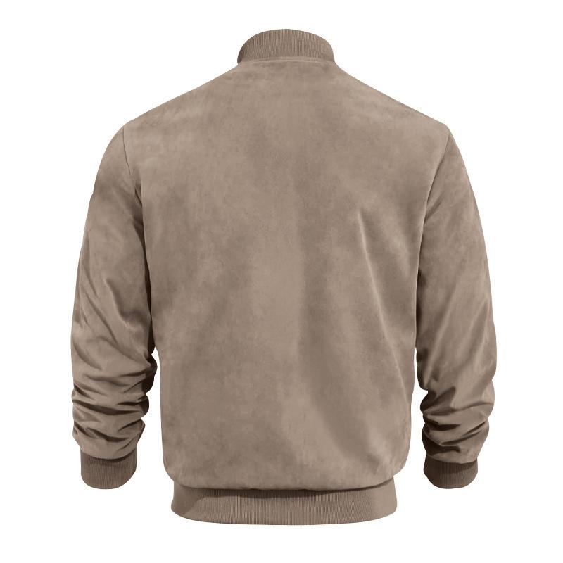 Light men's transitional jacket in suede look with stand-up collar – Damian