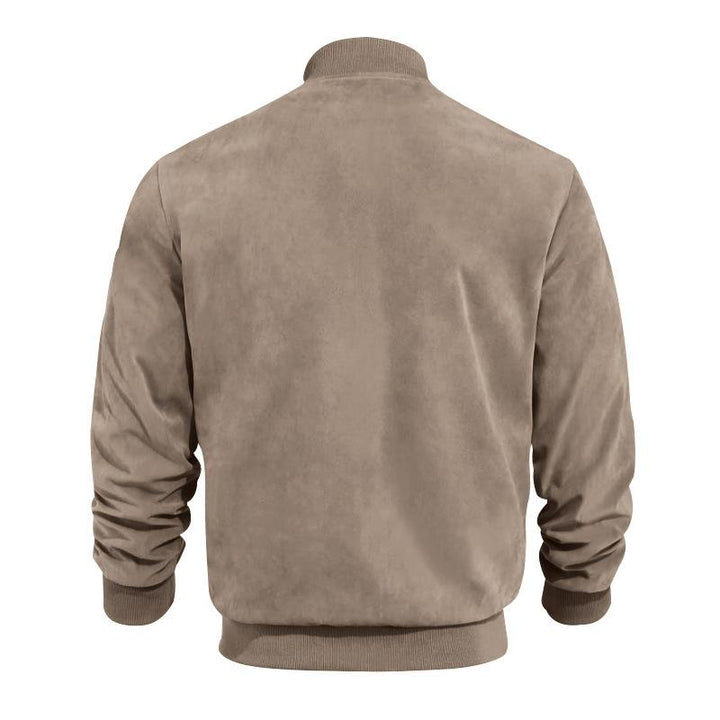 Light men's transitional jacket in suede look with stand-up collar – Damian