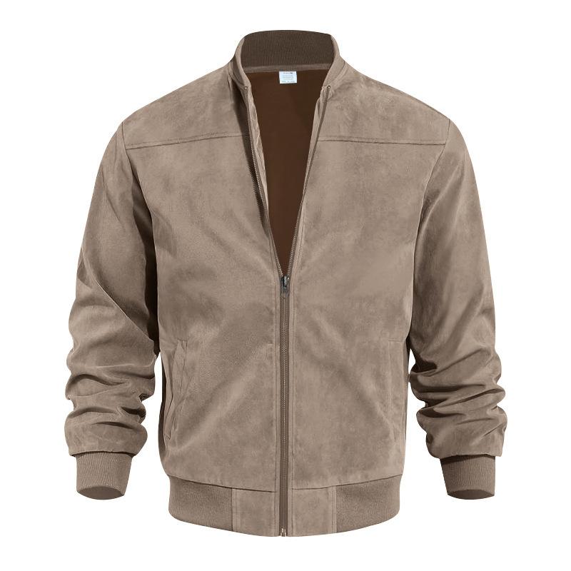 Light men's transitional jacket in suede look with stand-up collar – Damian