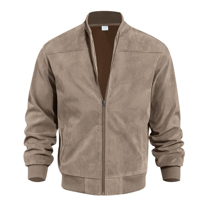 Light men's transitional jacket in suede look with stand-up collar – Damian