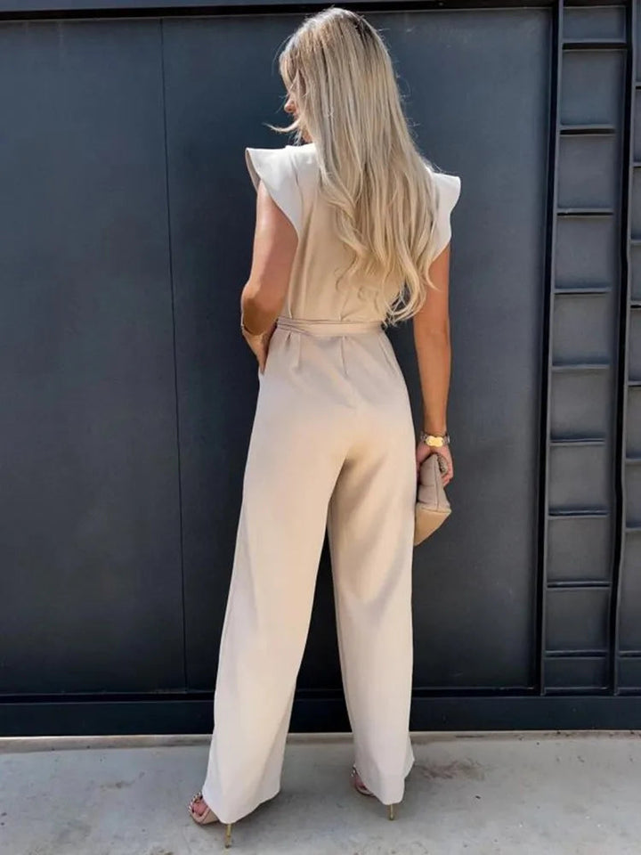 Jumpsuit with Ruffles - Evora-Beige-S-State of Style